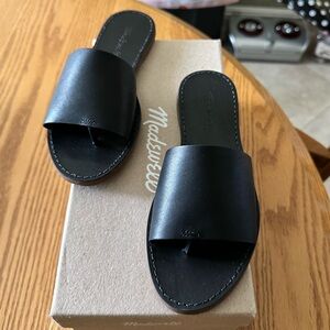 NEW Madewell Boardwalk Post Slide Sandal - True Black -Size 6. Narrow Fit.